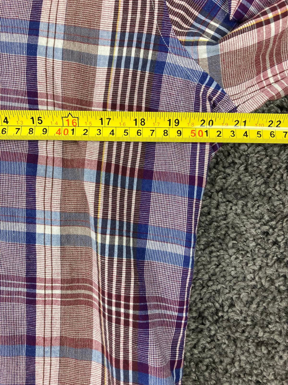 Vince Plaid Button Down Shirt Men's Blue Burgundy Linen Blend Sz M