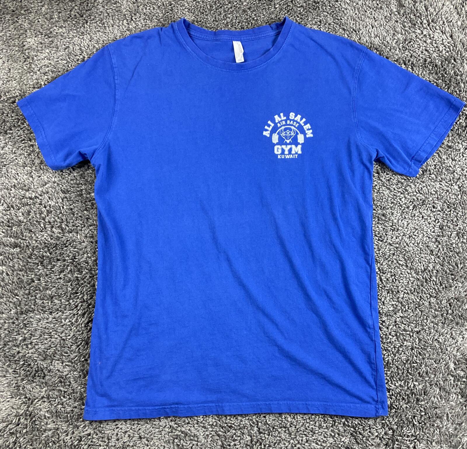 Ali Al Salem Air Base Gym Kuwait T-Shirt Blue Military Fitness Tee Sz 2XL
