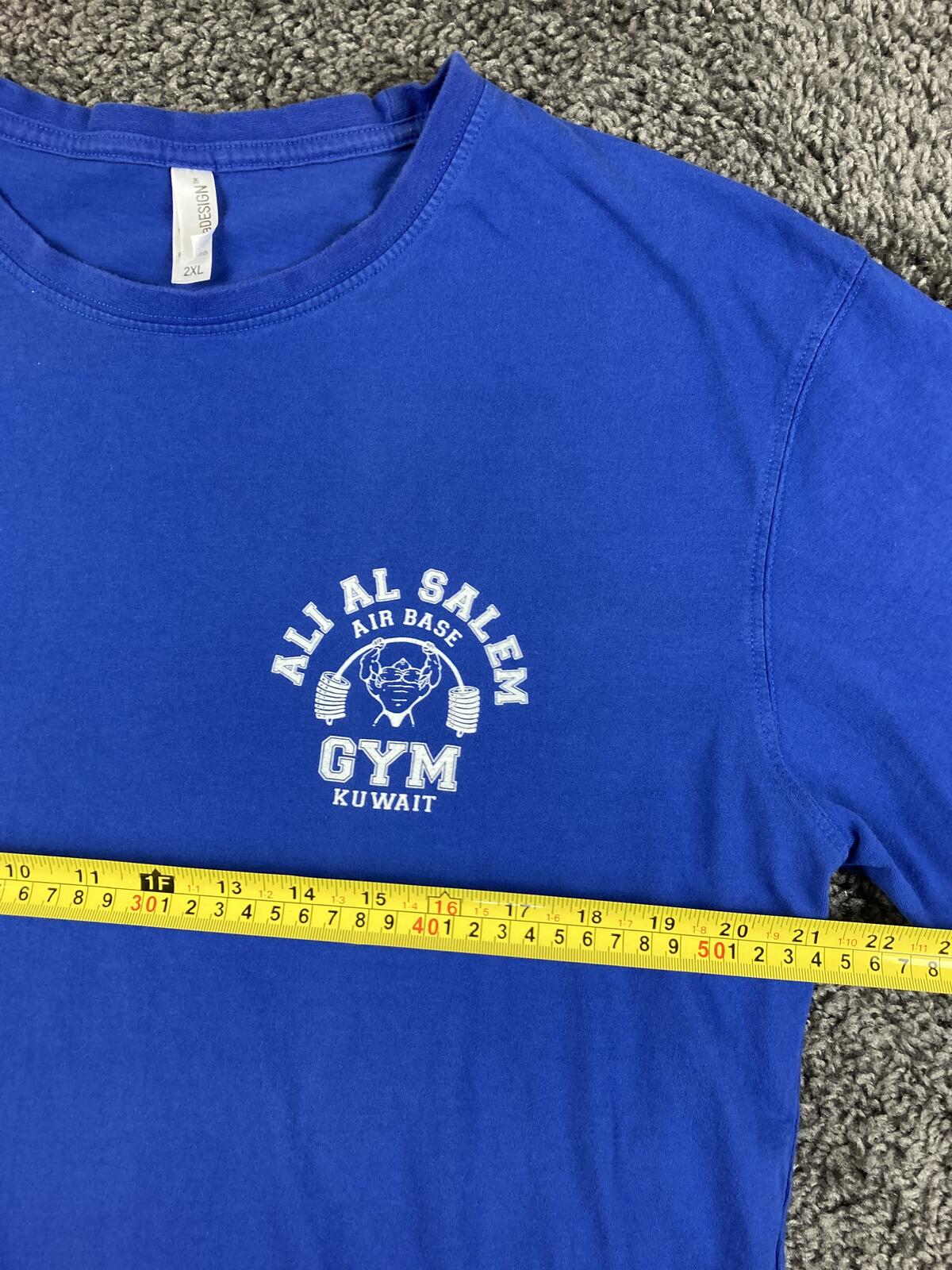 Ali Al Salem Air Base Gym Kuwait T-Shirt Blue Military Fitness Tee Sz 2XL
