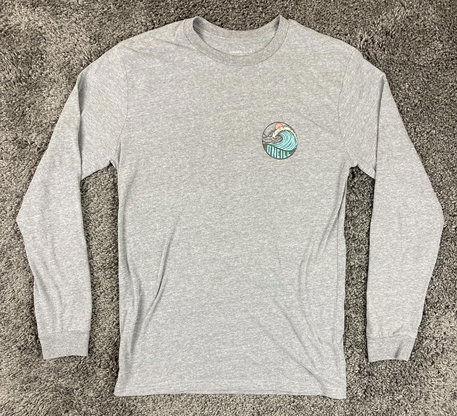 O'Neill Modern Fit Long Sleeve T-Shirt Men's Heather Gray Back Wave Graphic Sz M