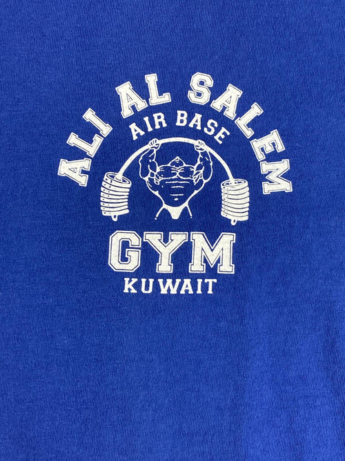 Ali Al Salem Air Base Gym Kuwait T-Shirt Blue Military Fitness Tee Sz 2XL