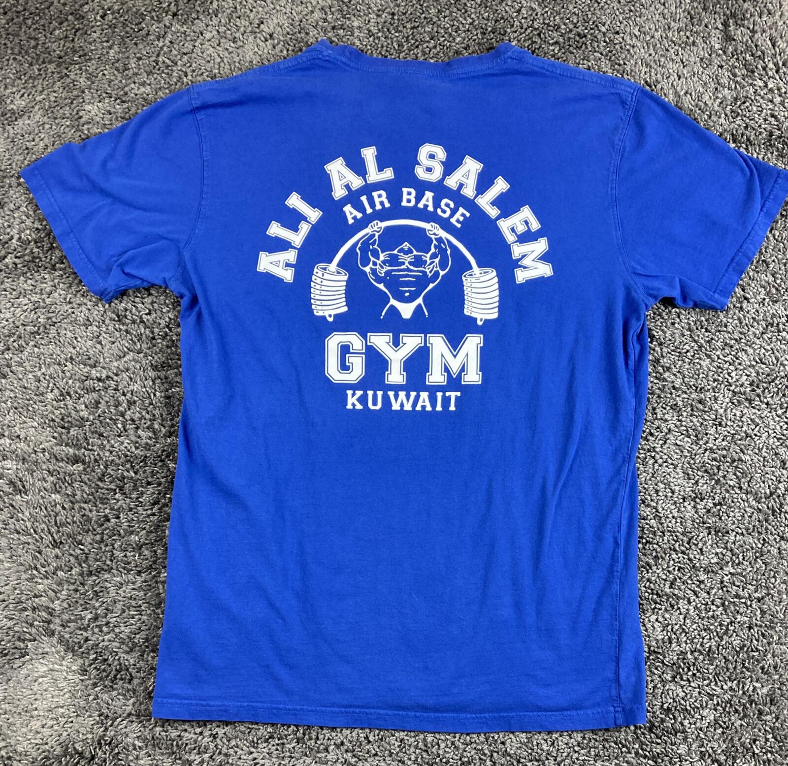 Ali Al Salem Air Base Gym Kuwait T-Shirt Blue Military Fitness Tee Sz 2XL