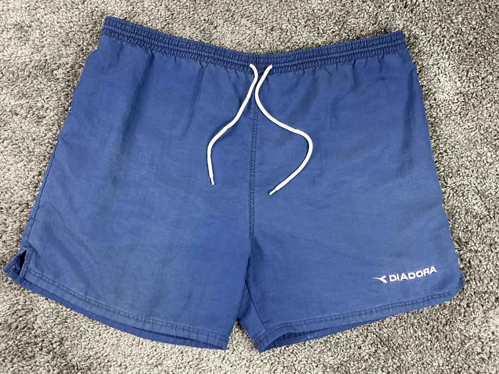 Vintage Diadora Soccer Shorts Royal Blue Mens 100% Nylon Shiny Y2K Retro Sz XL