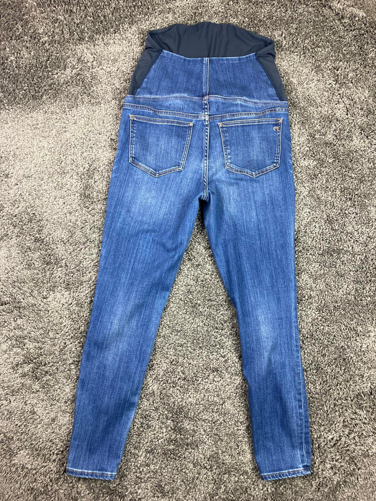 Madewell Maternity Skinny Jeans Blue Stretch Panel Size 28