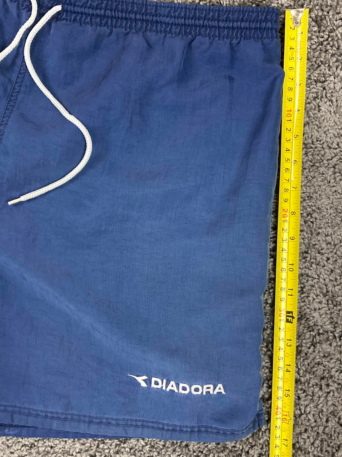 Vintage Diadora Soccer Shorts Royal Blue Mens 100% Nylon Shiny Y2K Retro Sz XL