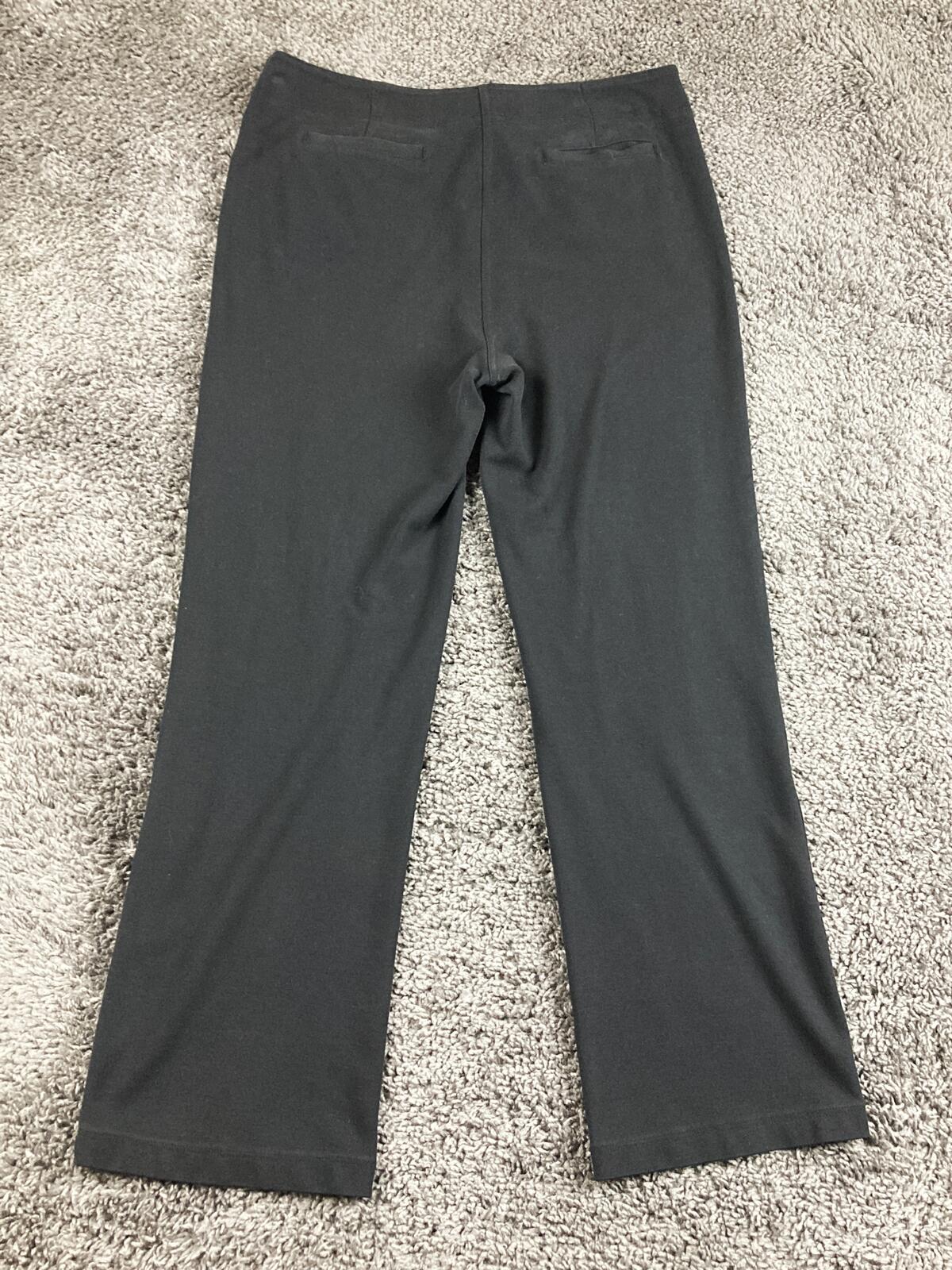 Eileen Fisher Milano Viscose Knit Pants Black Straight Leg Trousers Pockets Sz S