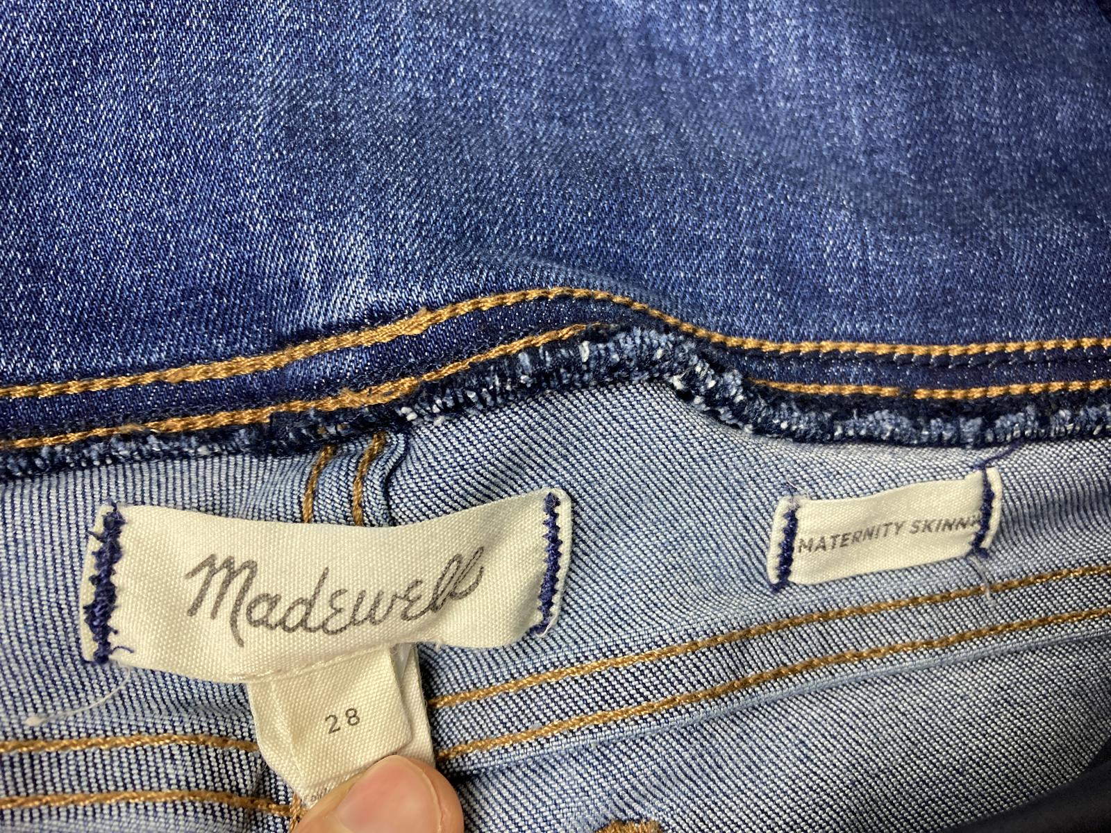 Madewell Maternity Skinny Jeans Blue Stretch Panel Size 28