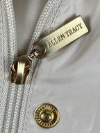 Ellen Tracy Hooded Raincoat Anorak Jacket Beige Gold Hardware Medium Length Sz S