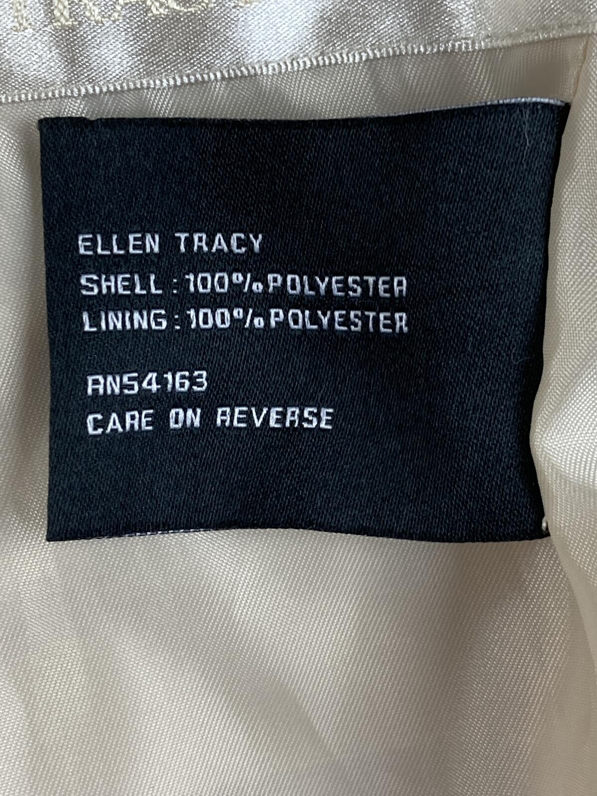 Ellen Tracy Hooded Raincoat Anorak Jacket Beige Gold Hardware Medium Length Sz S