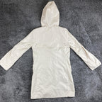 Ellen Tracy Hooded Raincoat Anorak Jacket Beige Gold Hardware Medium Length Sz S