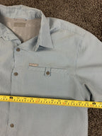 Columbia Declination Trail Shirt Mens Blue Check Short Sleeve Button Up Mesh L