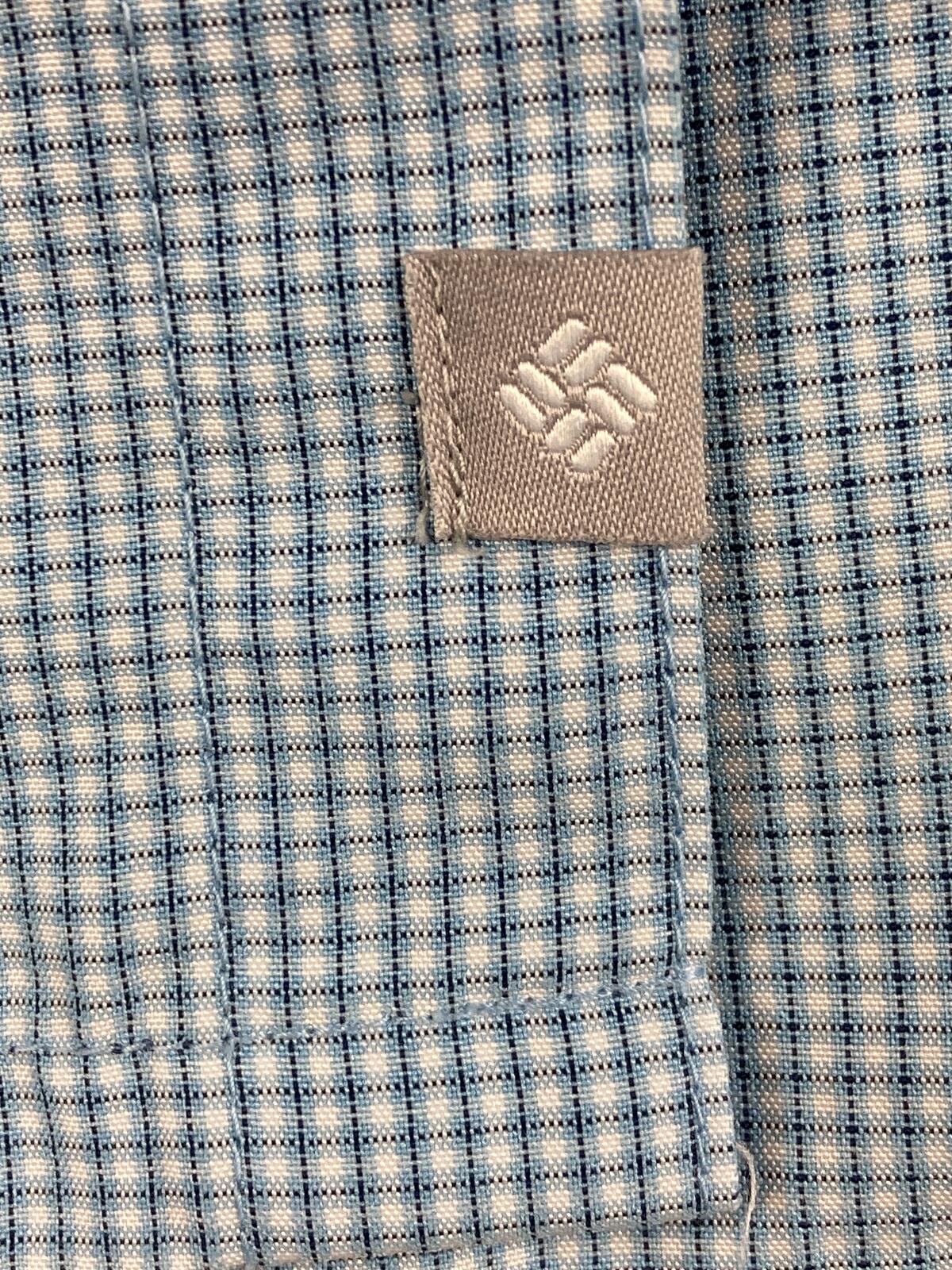 Columbia Declination Trail Shirt Mens Blue Check Short Sleeve Button Up Mesh L