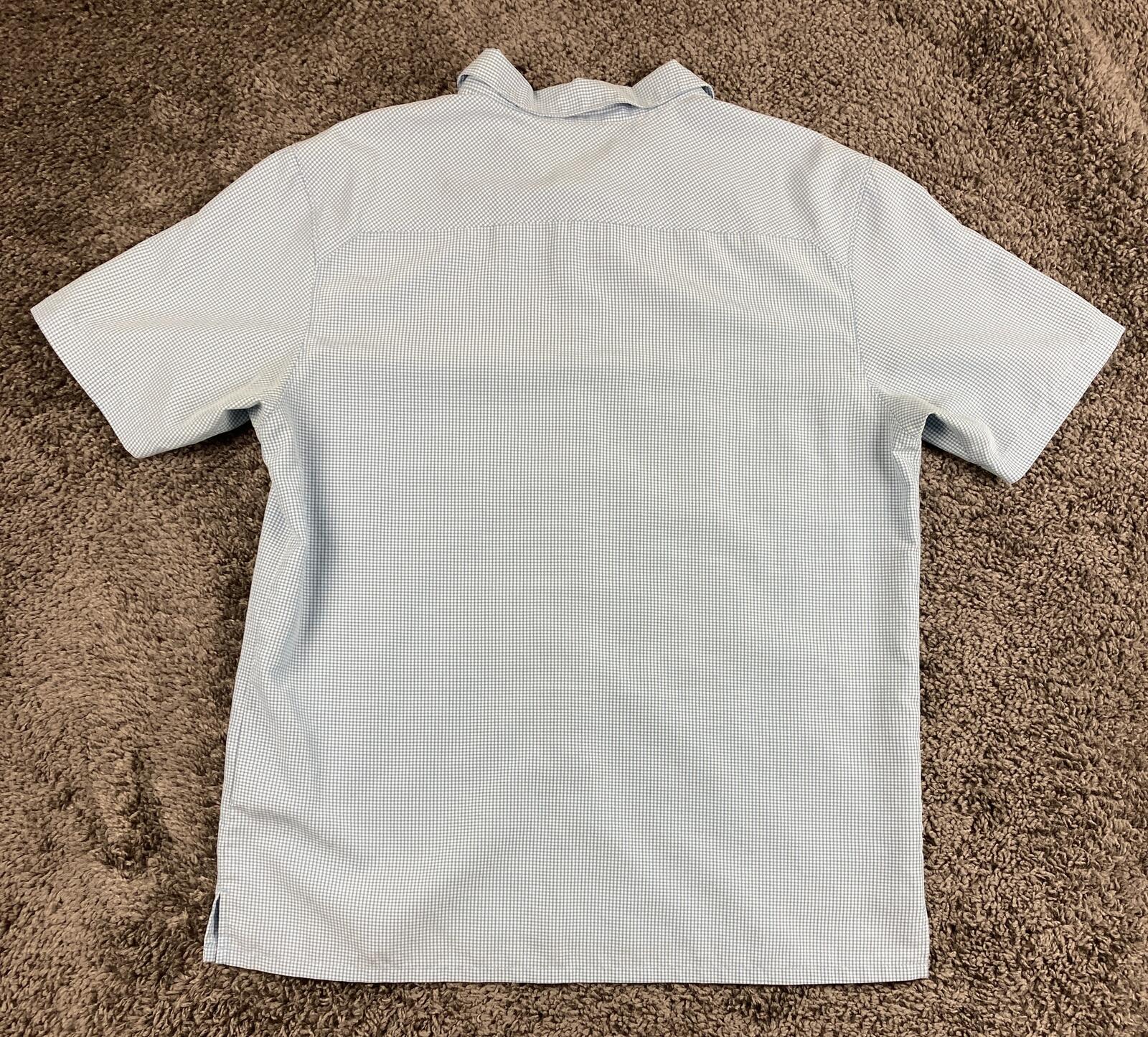 Columbia Declination Trail Shirt Mens Blue Check Short Sleeve Button Up Mesh L