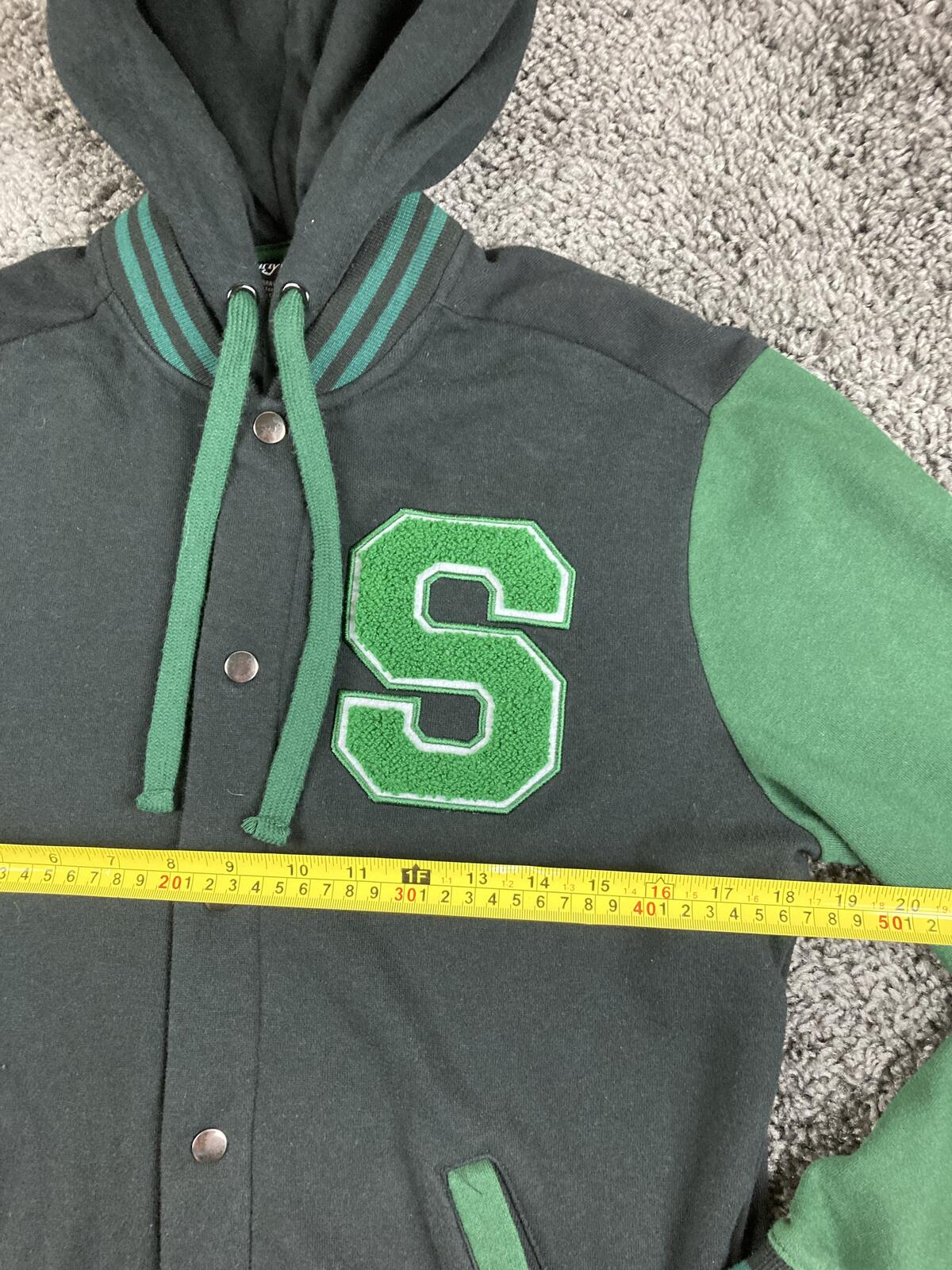 Harry Potter Slytherin Varsity Jacket Hoodie Black Green Hogwarts Coat Sz Small