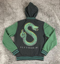 Harry Potter Slytherin Varsity Jacket Hoodie Black Green Hogwarts Coat Sz Small