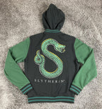 Harry Potter Slytherin Varsity Jacket Hoodie Black Green Hogwarts Coat Sz Small