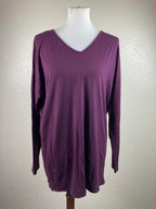 Eileen Fisher Top Viscose Stretch Long Sleeve Plum Purple Women Sz M