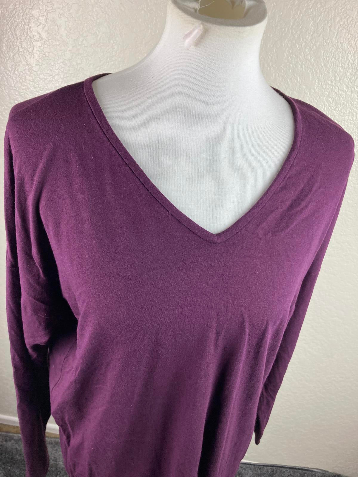 Eileen Fisher Top Viscose Stretch Long Sleeve Plum Purple Women Sz M