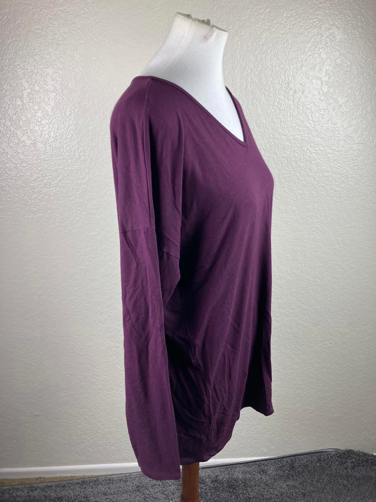 Eileen Fisher Top Viscose Stretch Long Sleeve Plum Purple Women Sz M