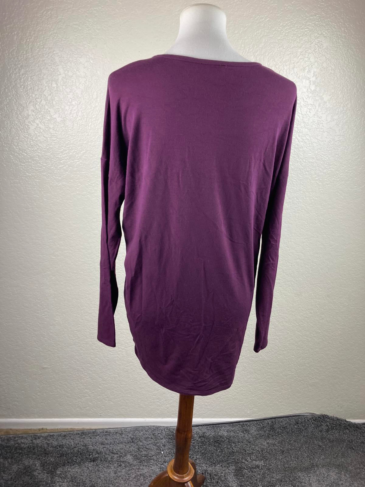 Eileen Fisher Top Viscose Stretch Long Sleeve Plum Purple Women Sz M