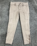 White House Black Market The Skinny Ankle Pants Tan Embroidered Zip Hem Sz 8