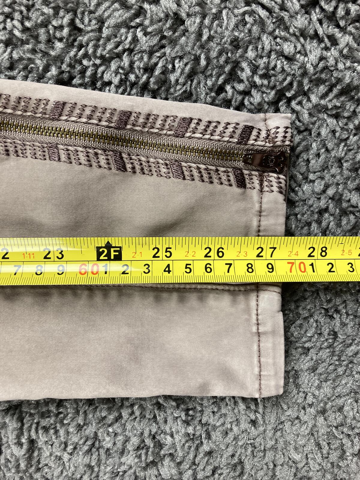 White House Black Market The Skinny Ankle Pants Tan Embroidered Zip Hem Sz 8