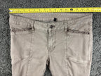 White House Black Market The Skinny Ankle Pants Tan Embroidered Zip Hem Sz 8