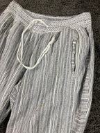 Westbound Pants Linen Blend Striped Wide Leg Women XL Smocked Waist Drawstring