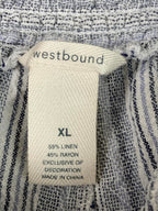 Westbound Pants Linen Blend Striped Wide Leg Women XL Smocked Waist Drawstring