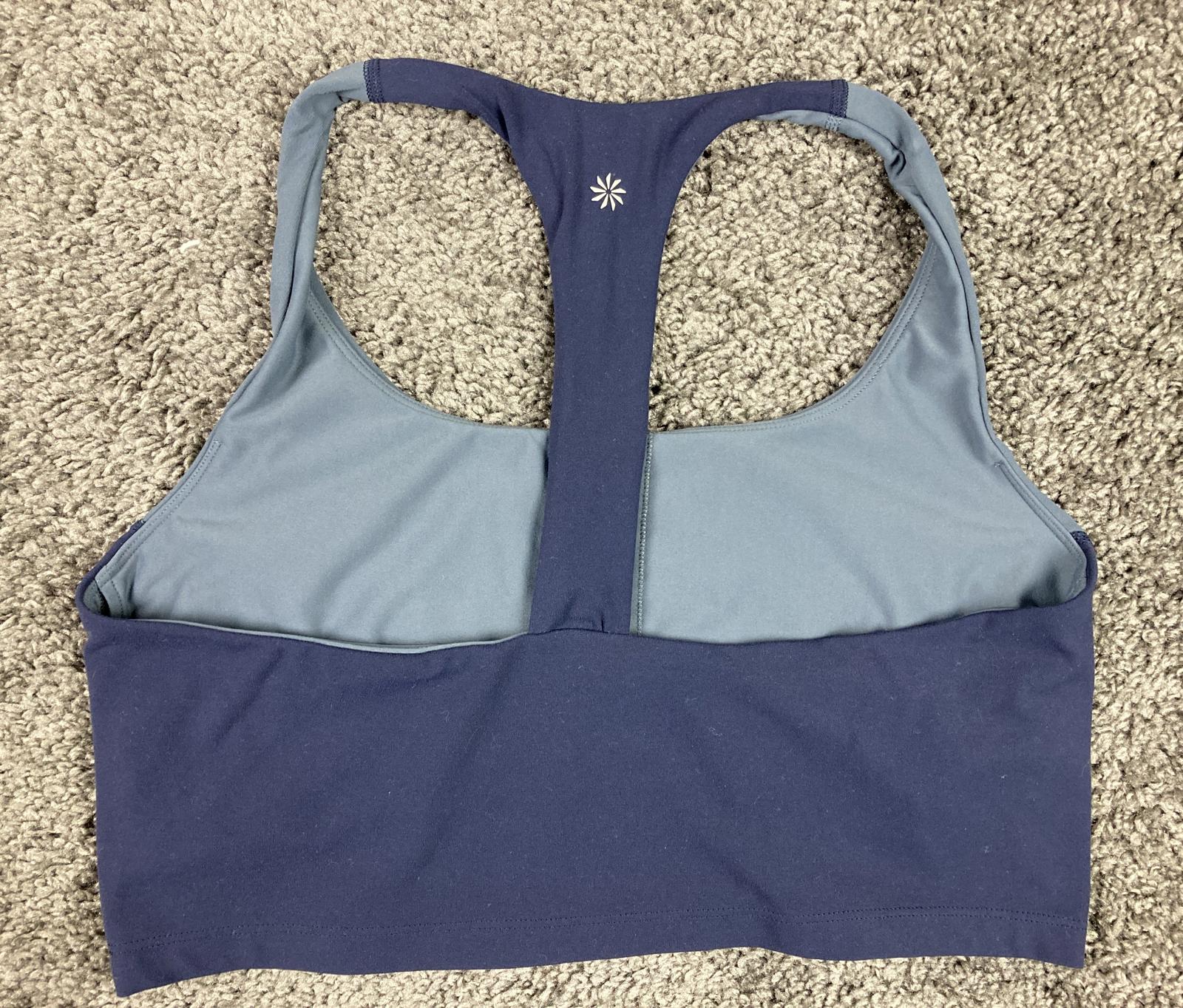Athleta Transcend Bra XL Blue Grey Racerback Crop Yoga Sports