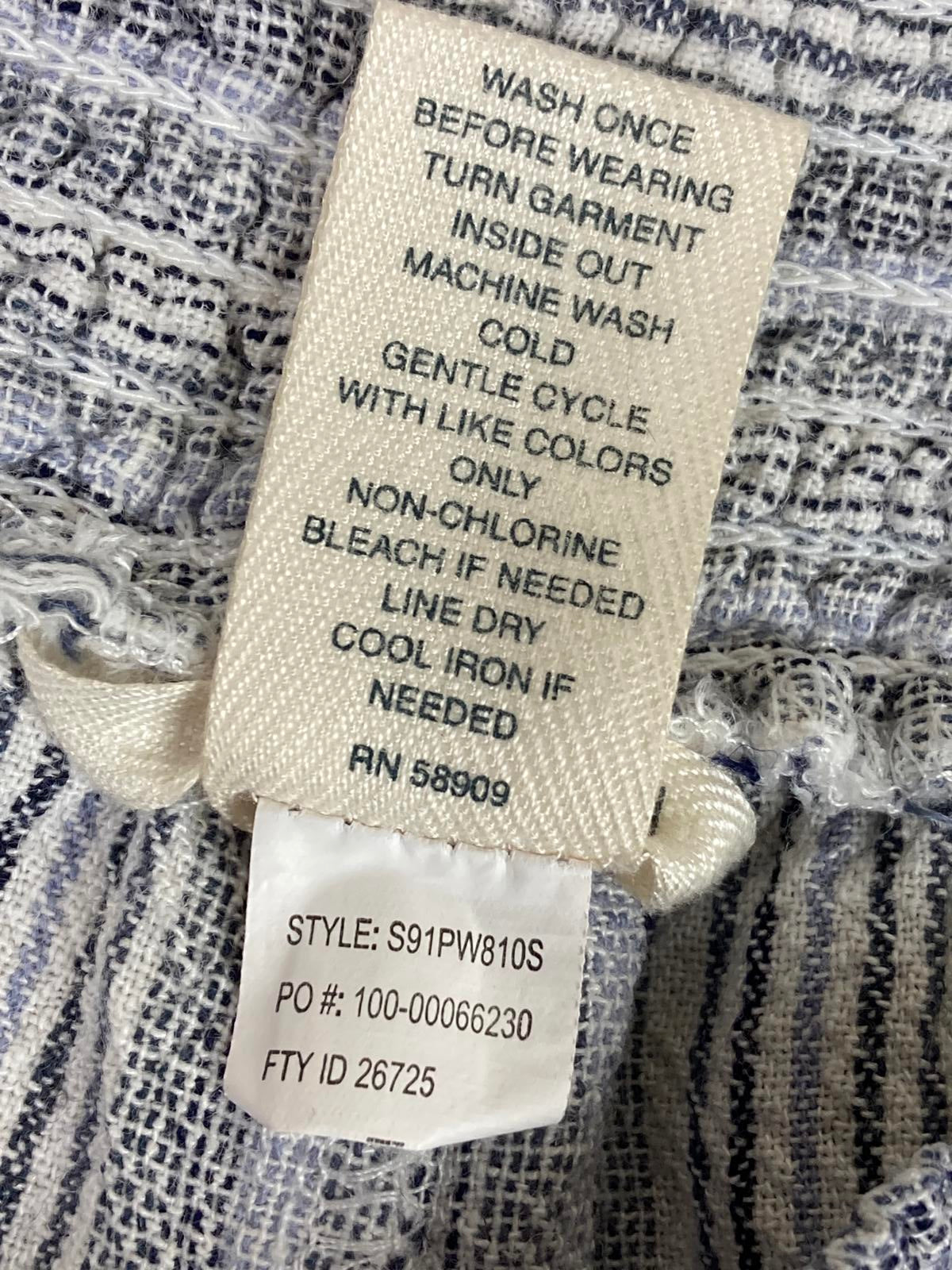 Westbound Pants Linen Blend Striped Wide Leg Women XL Smocked Waist Drawstring