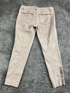 White House Black Market The Skinny Ankle Pants Tan Embroidered Zip Hem Sz 8