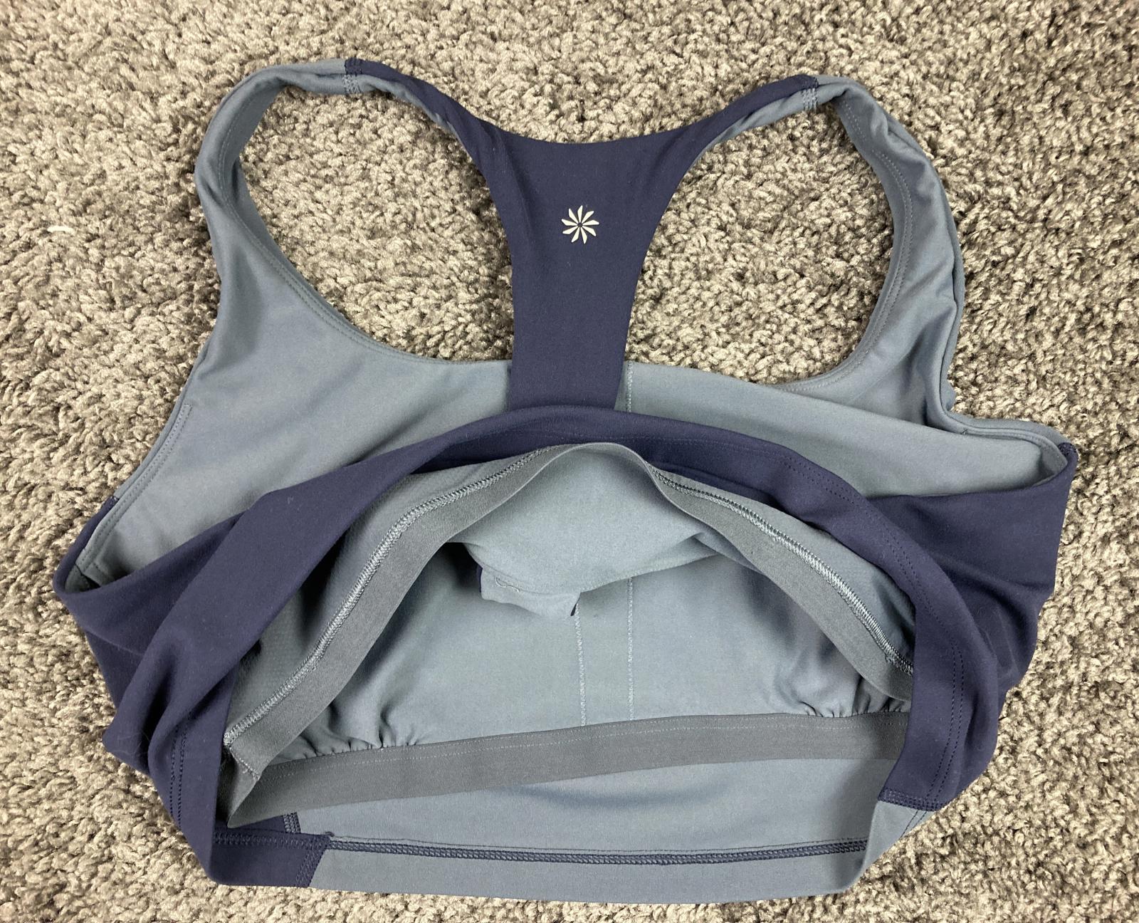 Athleta Transcend Bra XL Blue Grey Racerback Crop Yoga Sports