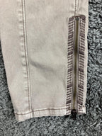 White House Black Market The Skinny Ankle Pants Tan Embroidered Zip Hem Sz 8
