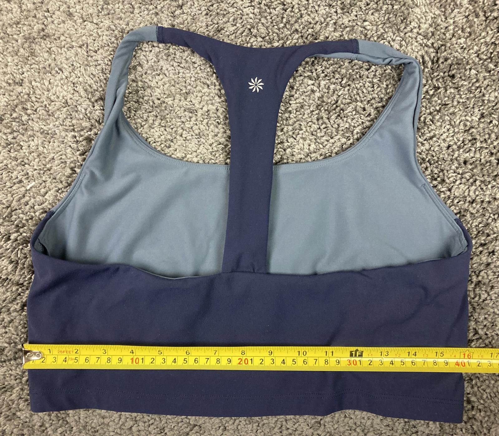 Athleta Transcend Bra XL Blue Grey Racerback Crop Yoga Sports