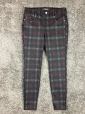 Liverpool Los Angeles Gia Glider Pull On Skinny Pants BLK/RED Plaid Size 10/30