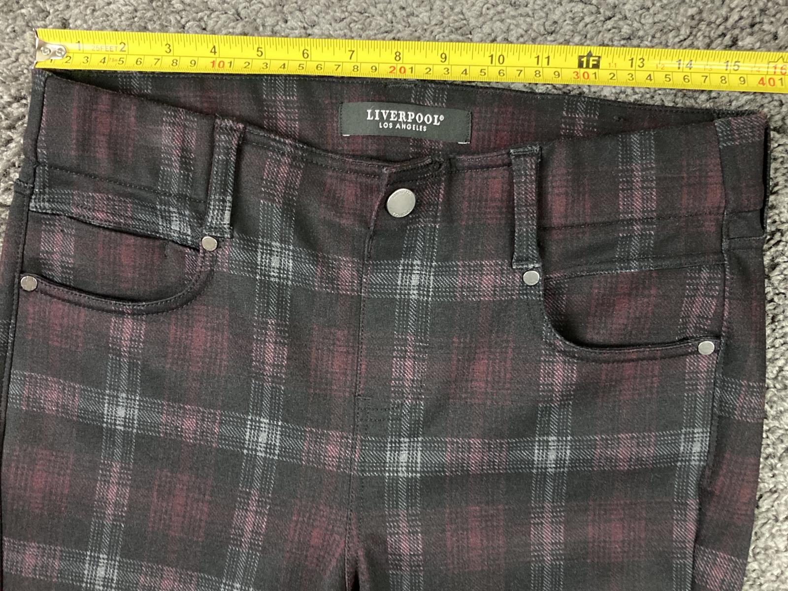Liverpool Los Angeles Gia Glider Pull On Skinny Pants BLK/RED Plaid Size 10/30