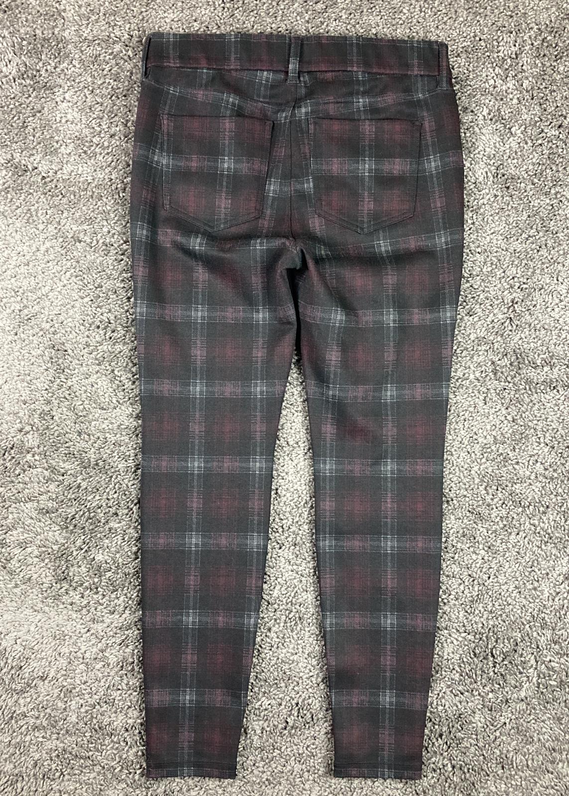 Liverpool Los Angeles Gia Glider Pull On Skinny Pants BLK/RED Plaid Size 10/30