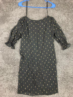 Eliza J Black Dress Gold Metallic Puff Sleeve  Size 8