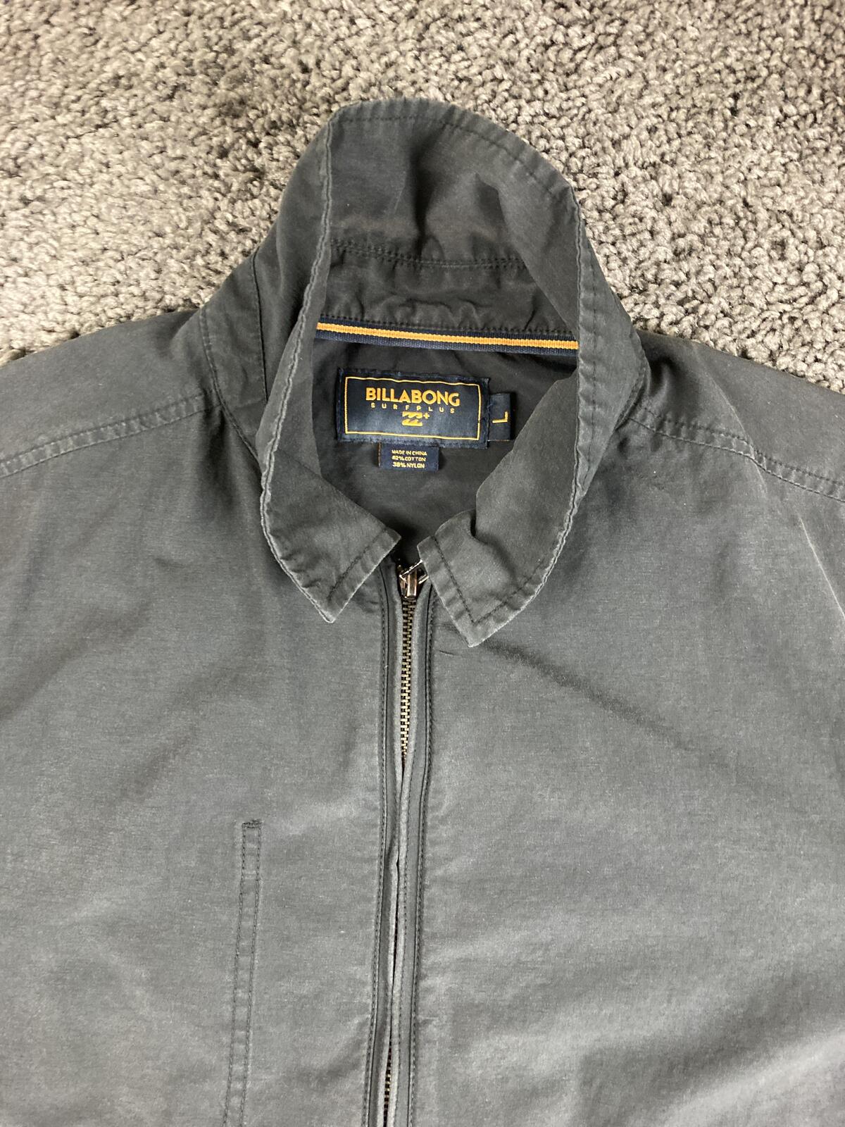 Billabong Surfplus Jacket Men's Black Full Zip Lightweight Utility Windbreaker L