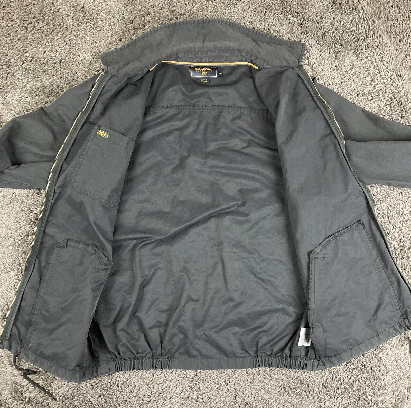Billabong Surfplus Jacket Men's Black Full Zip Lightweight Utility Windbreaker L