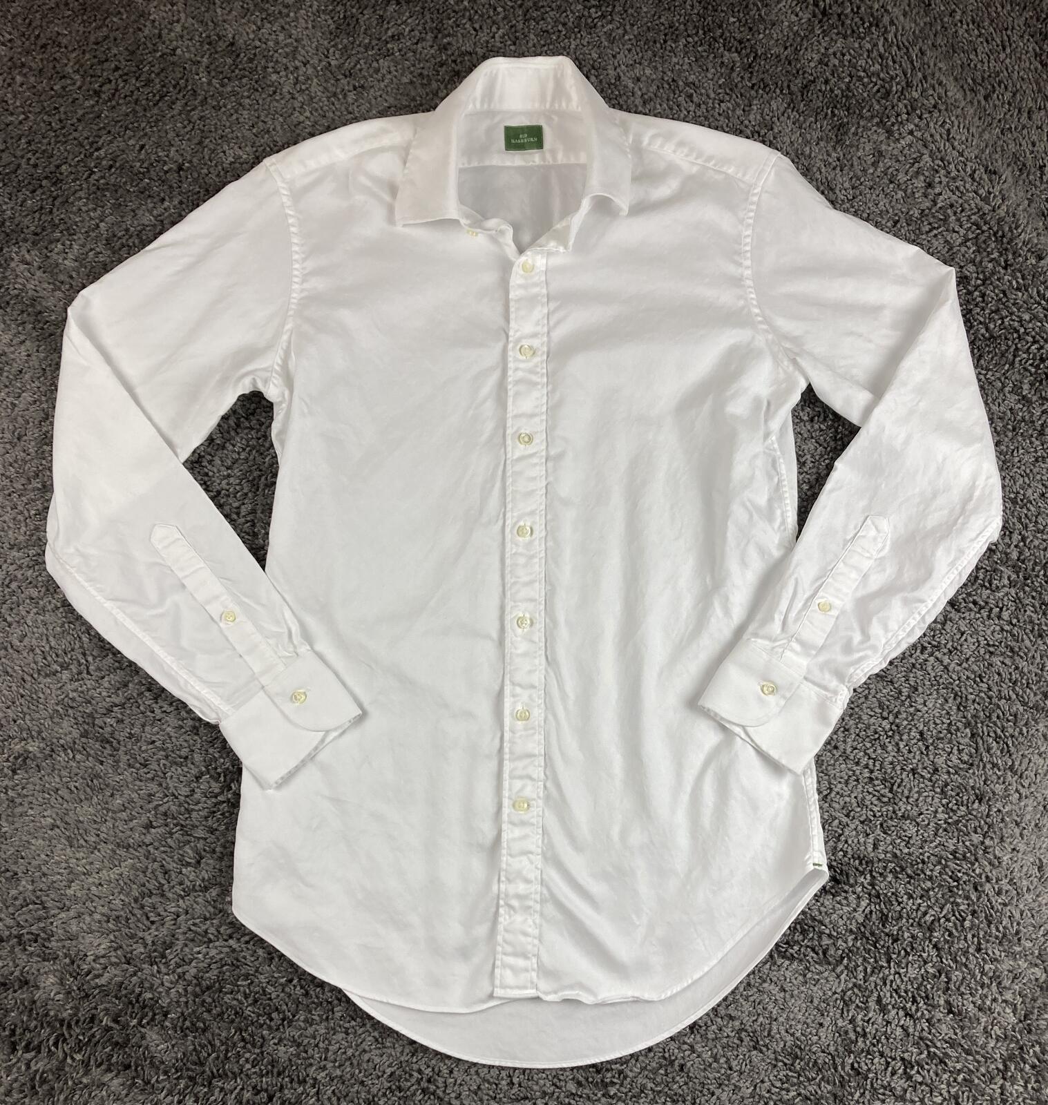 Sid Mashburn Mens Small White Cotton Spread Collar Long Sleeve Sport Shirt S