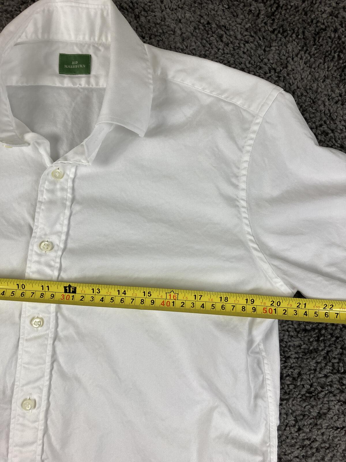 Sid Mashburn Mens Small White Cotton Spread Collar Long Sleeve Sport Shirt S