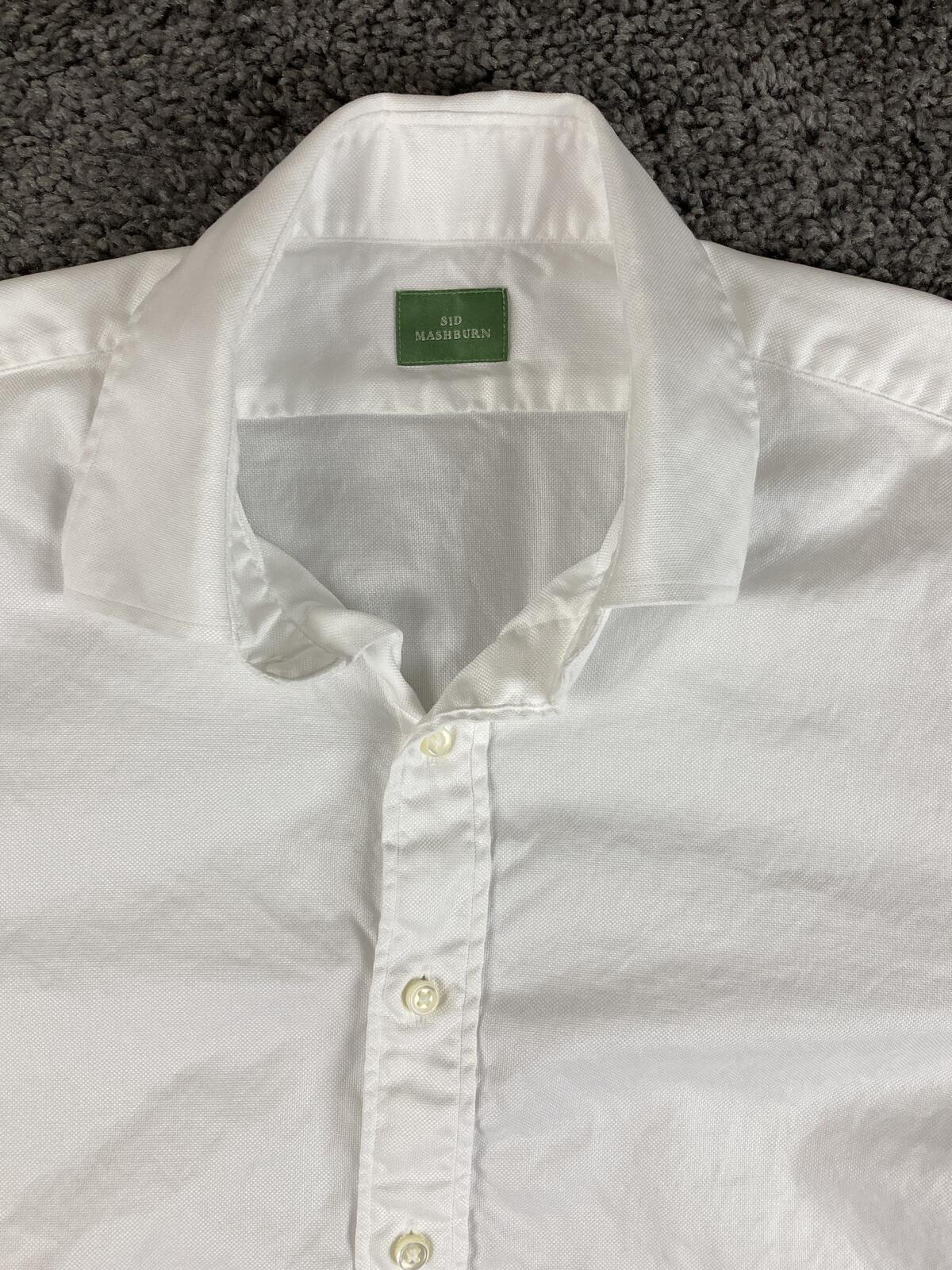 Sid Mashburn Mens Small White Cotton Spread Collar Long Sleeve Sport Shirt S