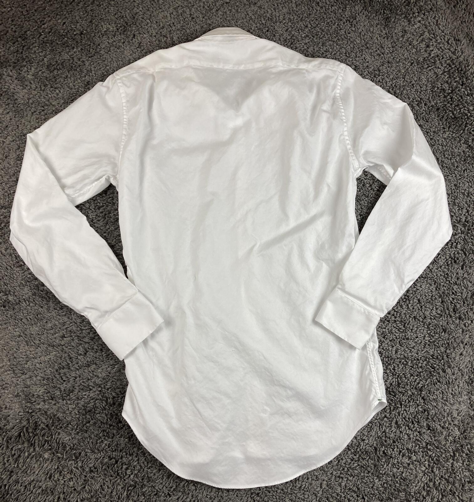 Sid Mashburn Mens Small White Cotton Spread Collar Long Sleeve Sport Shirt S