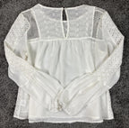 Romeo + Juliet Couture Blouse Women's White Eyelet Lace Long Sleeve Size M