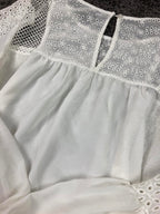 Romeo + Juliet Couture Blouse Women's White Eyelet Lace Long Sleeve Size M