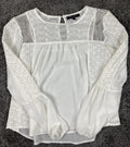 Romeo + Juliet Couture Blouse Women's White Eyelet Lace Long Sleeve Size M