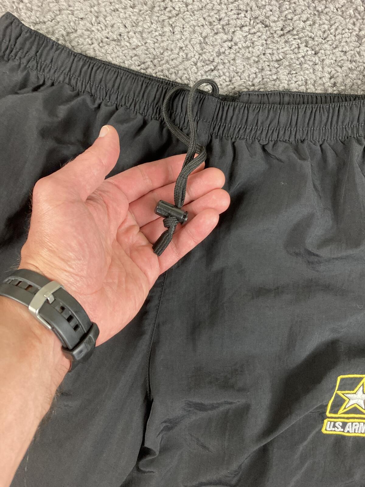 US Army APFU Track Pants Unisex Black Windbreaker PT Medium Regular Nylon