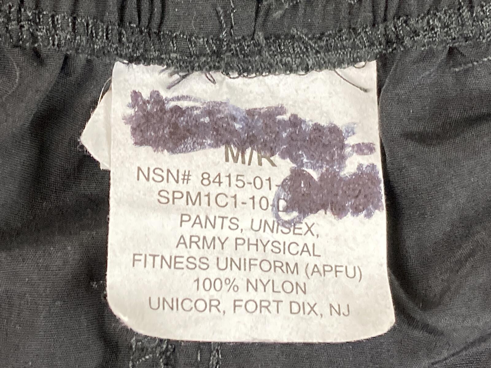 US Army APFU Track Pants Unisex Black Windbreaker PT Medium Regular Nylon